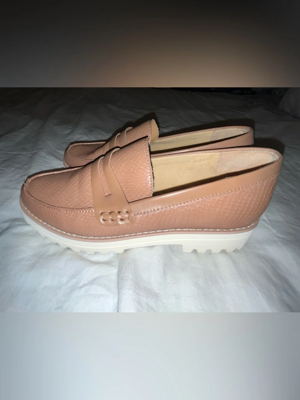Dolce Vita Light Brown Alma Faux Leather Wedge Heel Loafer
